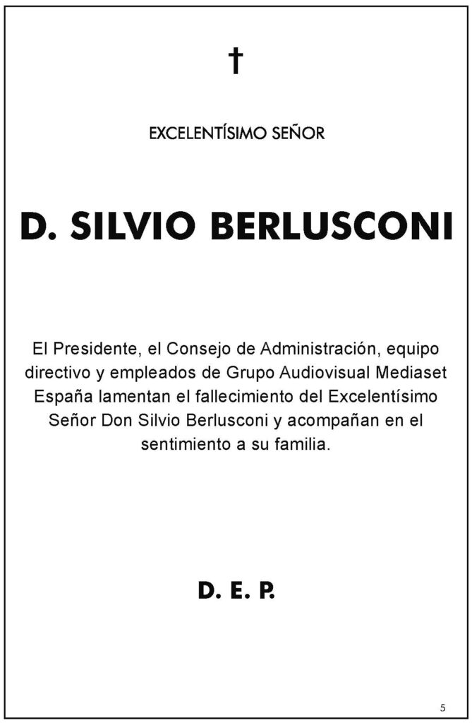 LA RAZON Esq 5 D. SILVIO BERLUSCON MEDIASET 13 06 2023