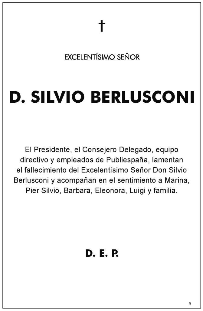 LA RAZON Esq 5 D. SILVIO BERLUSCONI 2 PUBLIESPAÑA 13 06 2023