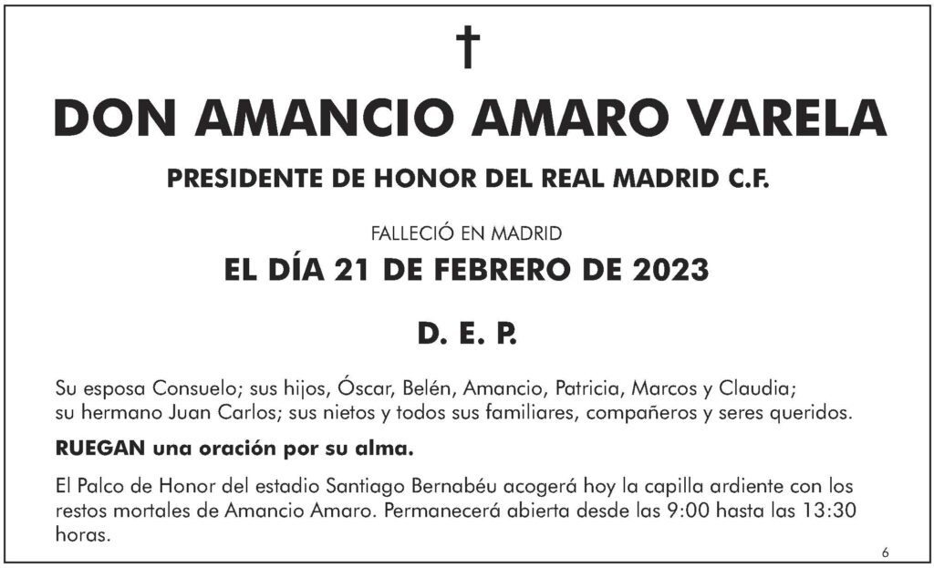 LA RAZON Nacional Esq 6 AMANCIO AMARO VARELA (Familia) 22 02 2023