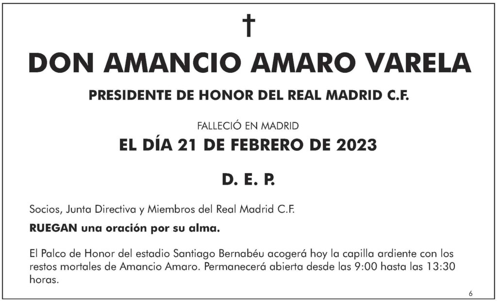 LA RAZON Nacional Esq 6 AMANCIO AMARO VARELA (Real Madrid ) 22 02 2023